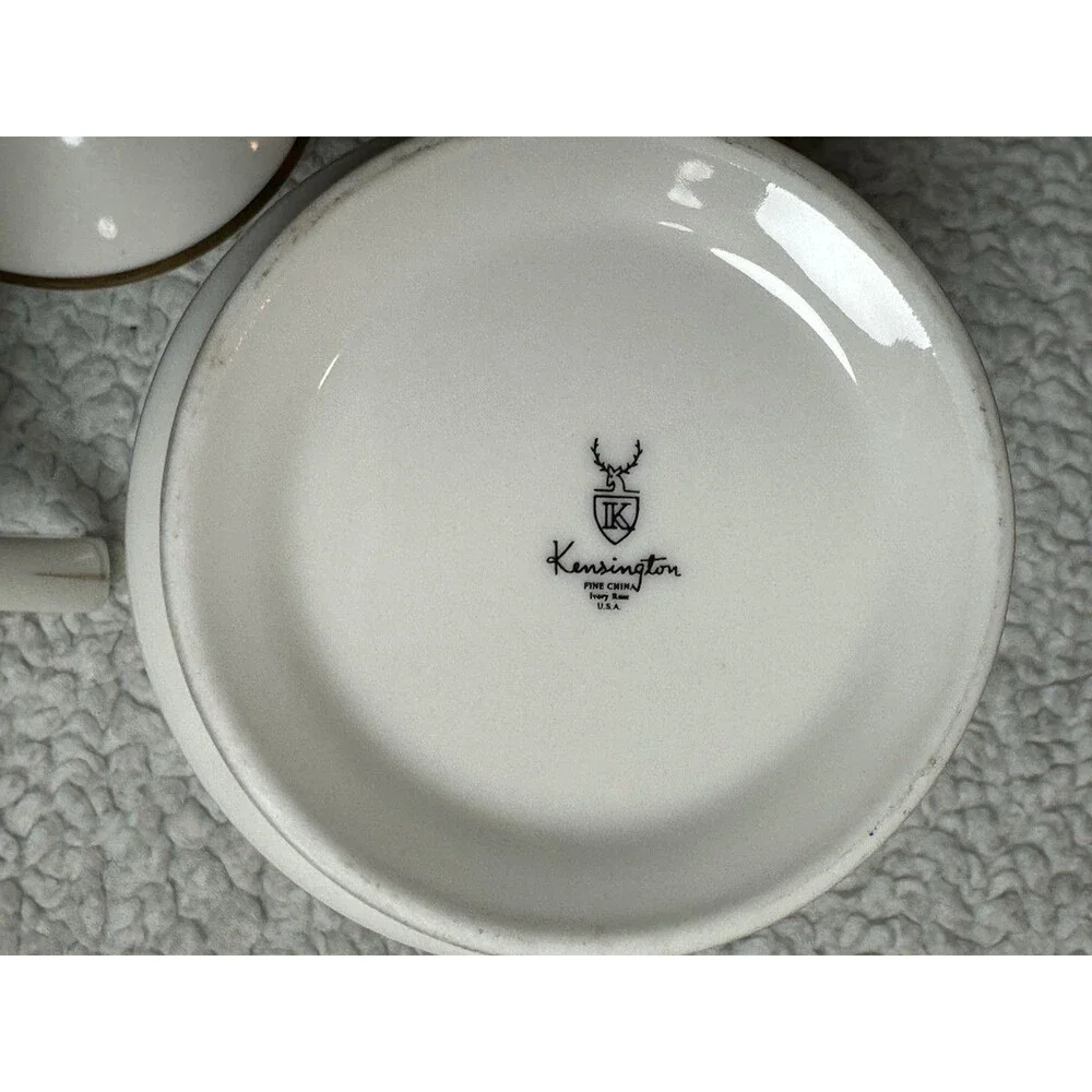 KENSINGTON USA Floral Fine China Ivory Bone Sugar Bowl And Creamer Set